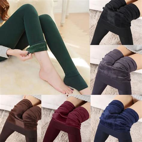 women winter thick keep warm fleece lined thermal stretchy leggings soft and comfortable pants