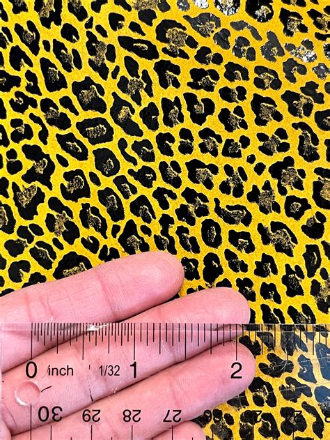 Black Leopard Print On Mustard Yellow Suede Leather Leopard Etsy