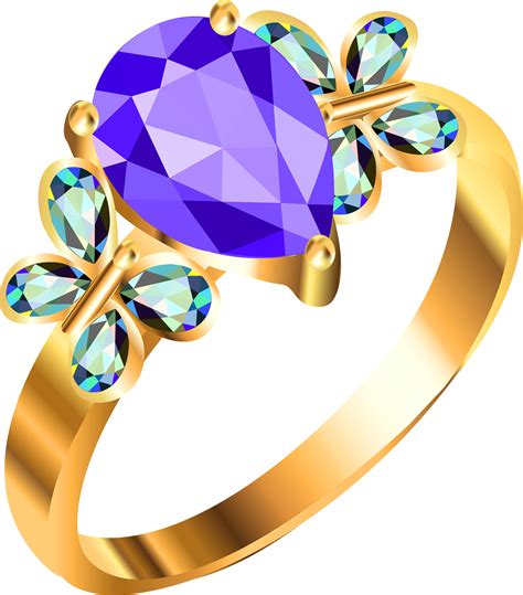Gold Ring With Blue And Purple Diamonds Png Image Purepng Free