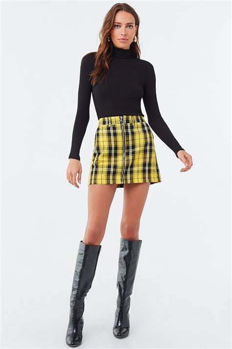 Plaid Zip Front Mini Skirt Forever 21 Mini Skirts Checkered Skirt