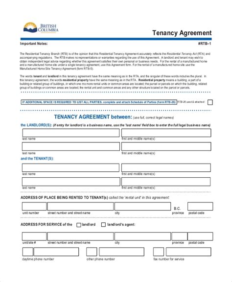 Free Sample Tenancy Agreement Forms In Ms Word Pdf