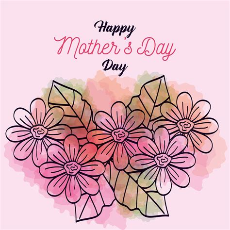 Happy Mother Day Card With Decoration Of Flowers 2613382 Vector Art At Vecteezy
