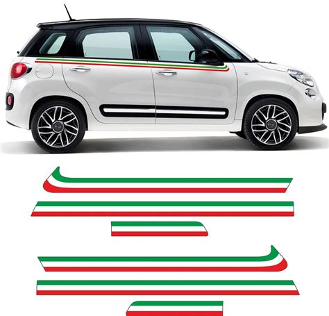 Zen Graphics Fiat 500l Italian Side Stripes Stickers Decals Exact Fit