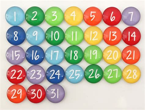 31 Gorgeous Rainbow Calendar Number Glass Magnets For Dry Etsy