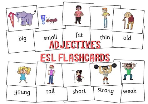 ESL Printable Flashcard Set Adjectives TEFL Lemon Free ESL Lesson