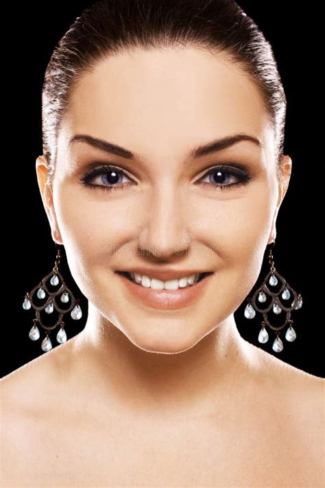Beautiful Woman Wearing Earrings Stock Image Image Of Lady Looking
