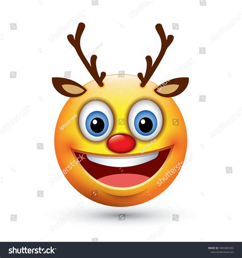 Reindeer Emoticon Emoji Character Vector Illustration Stock Vector
