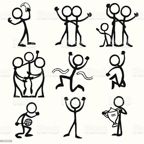 Stick Figure People Celebration Stock Illustration