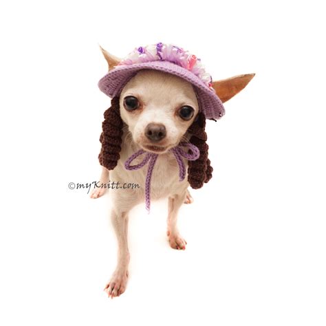 Summer Dog Sun Hat Crochet With Dreadlocks Chihuahua Hat Crochet Db13