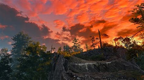 Hd Wallpaper Landscape The Witcher 3 Wild Hunt Sunset Sunset Glow