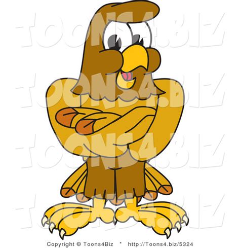 Vector Illustration Of A Cartoon Hawk Mascot Character With His Arms
