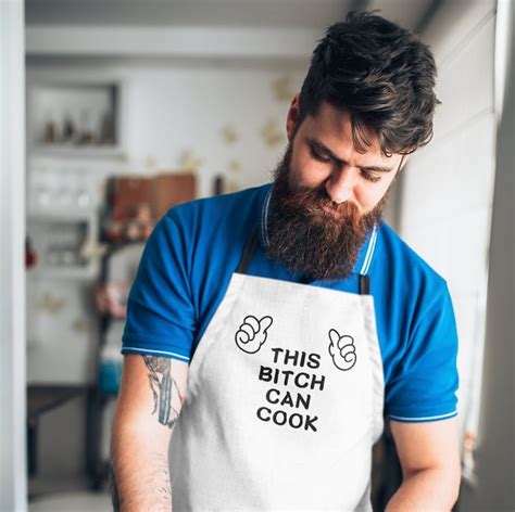 This Bitch Can Cook Kitchen Apron Funny Chef Equip Cooking Etsy