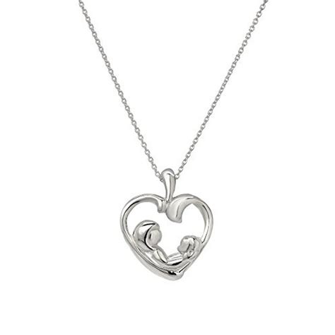 silver america sterling silver mother daughter pendant necklace 18