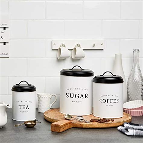 Baie Maison Large Kitchen Canisters Set Of 3 Farmhouse Canister Sets
