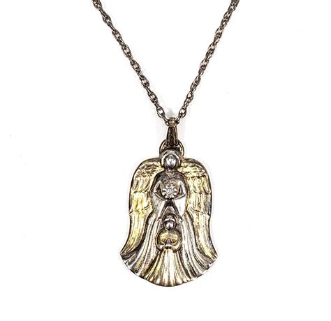 Lot Gorham Sterling Silver And Diamond Angel Pendant Necklace