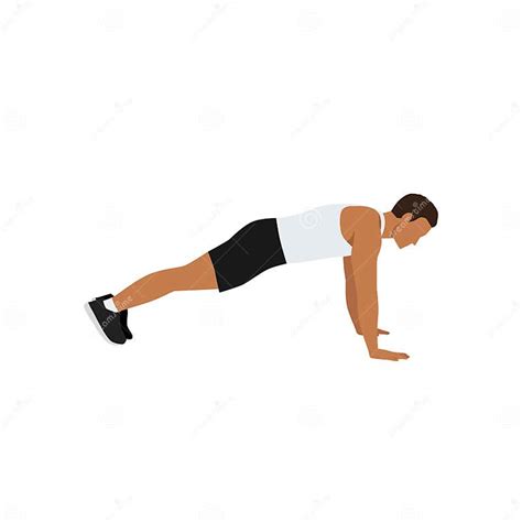 Man Doing Plank Abdominals Exercise Flat Vector Stock Illustration