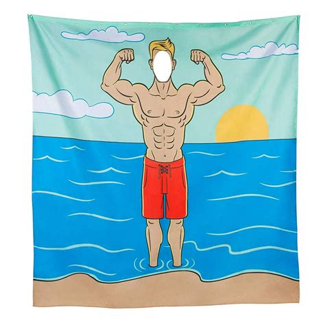 Bigmouth Inc In The Buff Fabric Shower Curtain Fun Muscle Man Bath