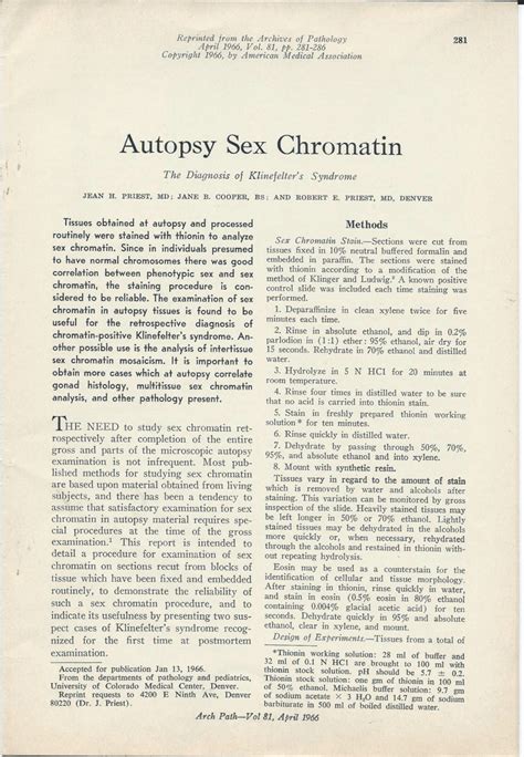 pdf autopsy sex chromatin the diagnosis of klinefelter s syndrome