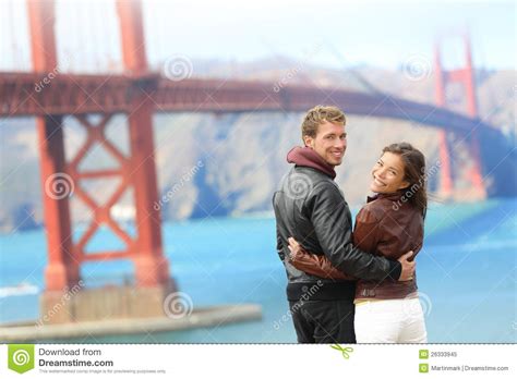 Golden Gate Bridge Happy Travel Couple Stock Image Image Of Holding