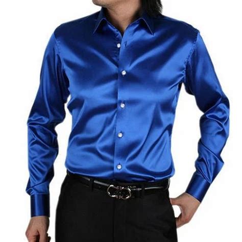 plain blue mens silk shirt at rs 360 piece in faridabad id 16720591791