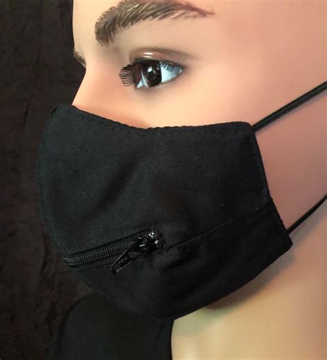 Black Horizontal Zipper Face Mask Etsy