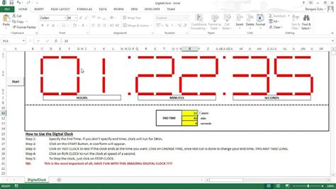 Digital Clock In Excel Youtube