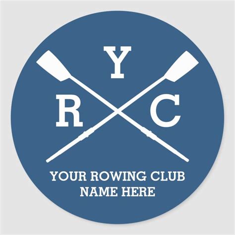 Custom Rowing Club Logo White Classic Round Sticker Rowing Club Rowing Boat Names