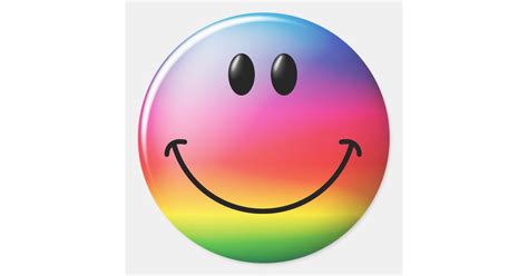 Rainbow Smiley Face Classic Round Sticker Zazzle