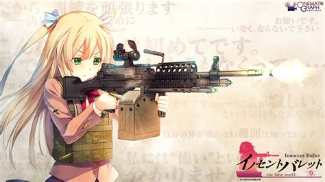 Wallpaper Gun Blonde Long Hair Anime Girls Green