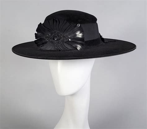 Black Velvet Hat With Beads And Rosette American Ca Ksum