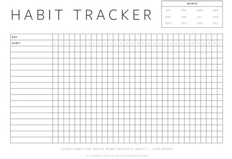 Stationery Monthly Habit Tracker Printable Letter A A Size Habits
