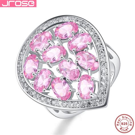 Jrose Wedding Anniversary Silver Rings Pink Zircon Aaa Authentic Cz