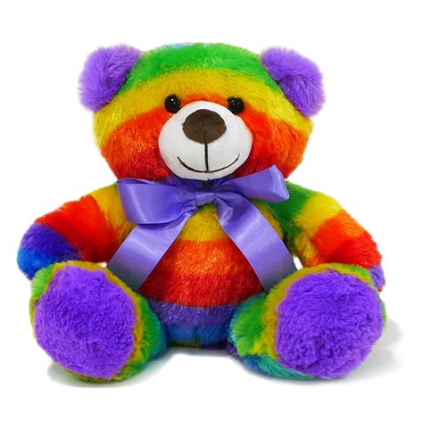Rainbow Teddy Bear Plush Stuffed Animal Cuddly Soft 12 Inch The Noodley