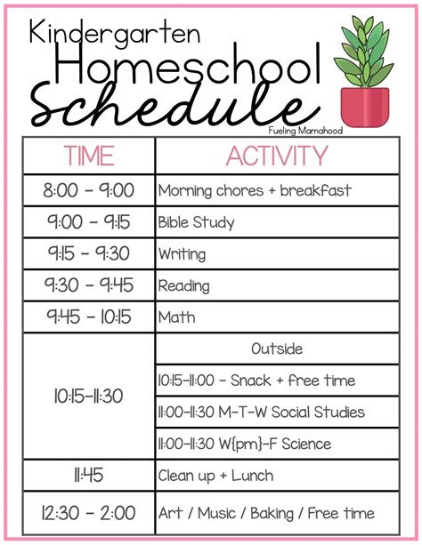 Our Homeschool Schedule Preschool Kindergarten 2nd Grade Fueling