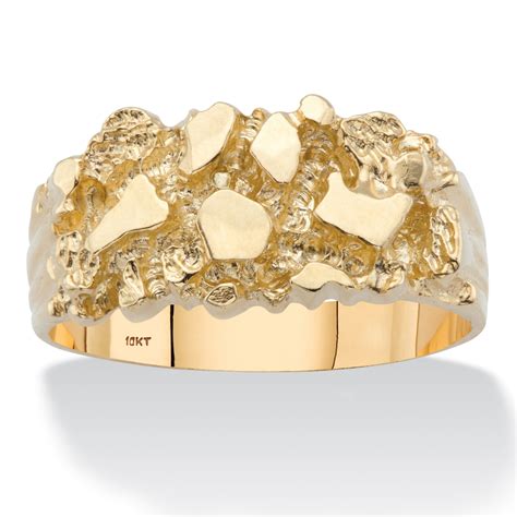 Mens Solid 10k Yellow Gold Nugget Ring At Palmbeach Jewelry