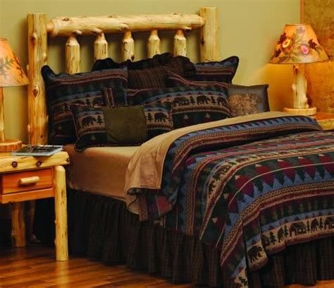 Cabin Bear Bedspread Rocky Mountain Cabin Decor Log Cabin Bedding
