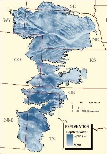 The Water Saturated Thickness Of The Aquifer Rangers For A Few Feet To