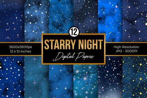 Starry Night Digital Papers By Creativestore Thehungryjpeg