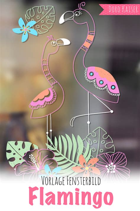 Statt mit schere und tonkarton zaubert sie mit dem kreidemarker wunderschöne winterliche dekorationen auf die fensterscheiben. Freebie: Vorlage für ein Fensterbild mit Flamingo - Doro ...