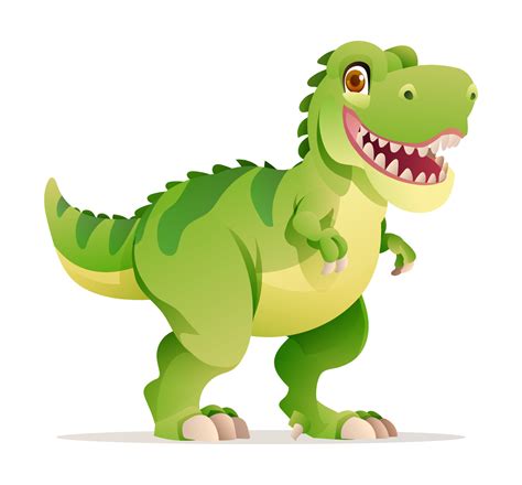 Cute Tyrannosaurus Rex Cartoon Illustration T Rex Dinosaur Isolated On