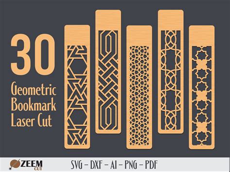 30 Geometric Bookmark Laser Cut Svg Files Template For Etsy