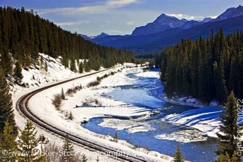Railway Tracks Bow River Banff National Park Canadian