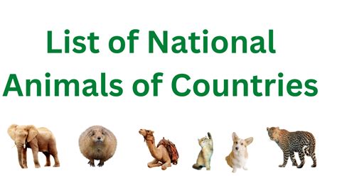List Of National Animals Of Countries Shineways
