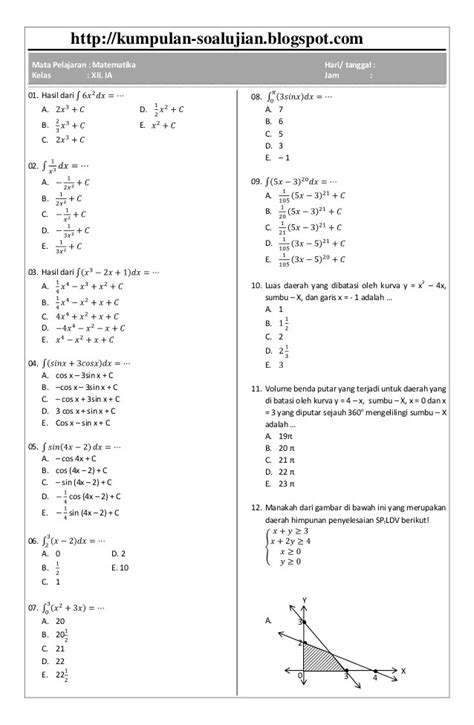 Soal Dan Pembahasan Matematika Peminatan Kelas 12 Semester 1 - Kumpulan