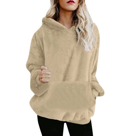 buy autumn winter fur fluffy hooded sweatshirts women winter warm wool zipper