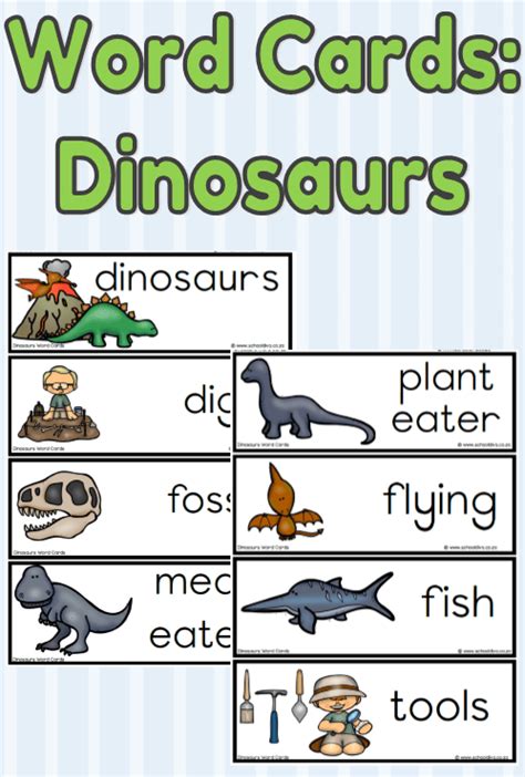 Dinosaurs Word Cards School Diva