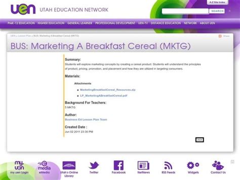 Understanding of economic procedures in the u.s. Marketing A Breakfast Cereal Lesson Plan for 7th - 12th ...