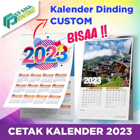 Jual Cetak Kalender Dinding Custom 3 Lembar Jepit Kaleng Kota