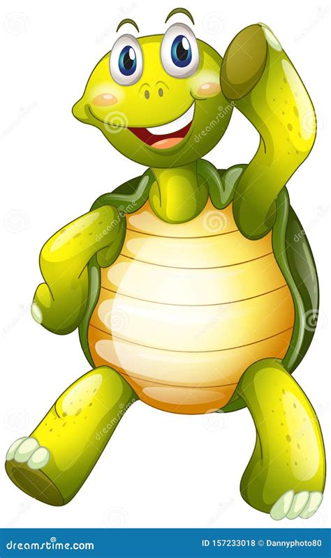 Green Turtle Standing On White Background Stock Vector Illustration