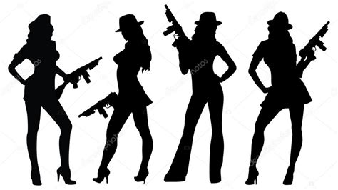 Gangsters Girls With Guns Stock Vector Image By Scotferdon